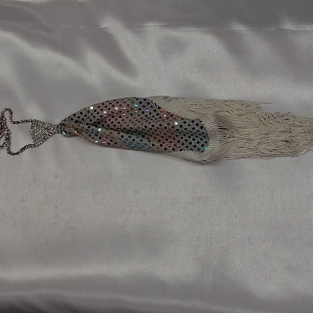 Silver Rhinestone  Fringe Neck Tie - Picture 5 of 5
